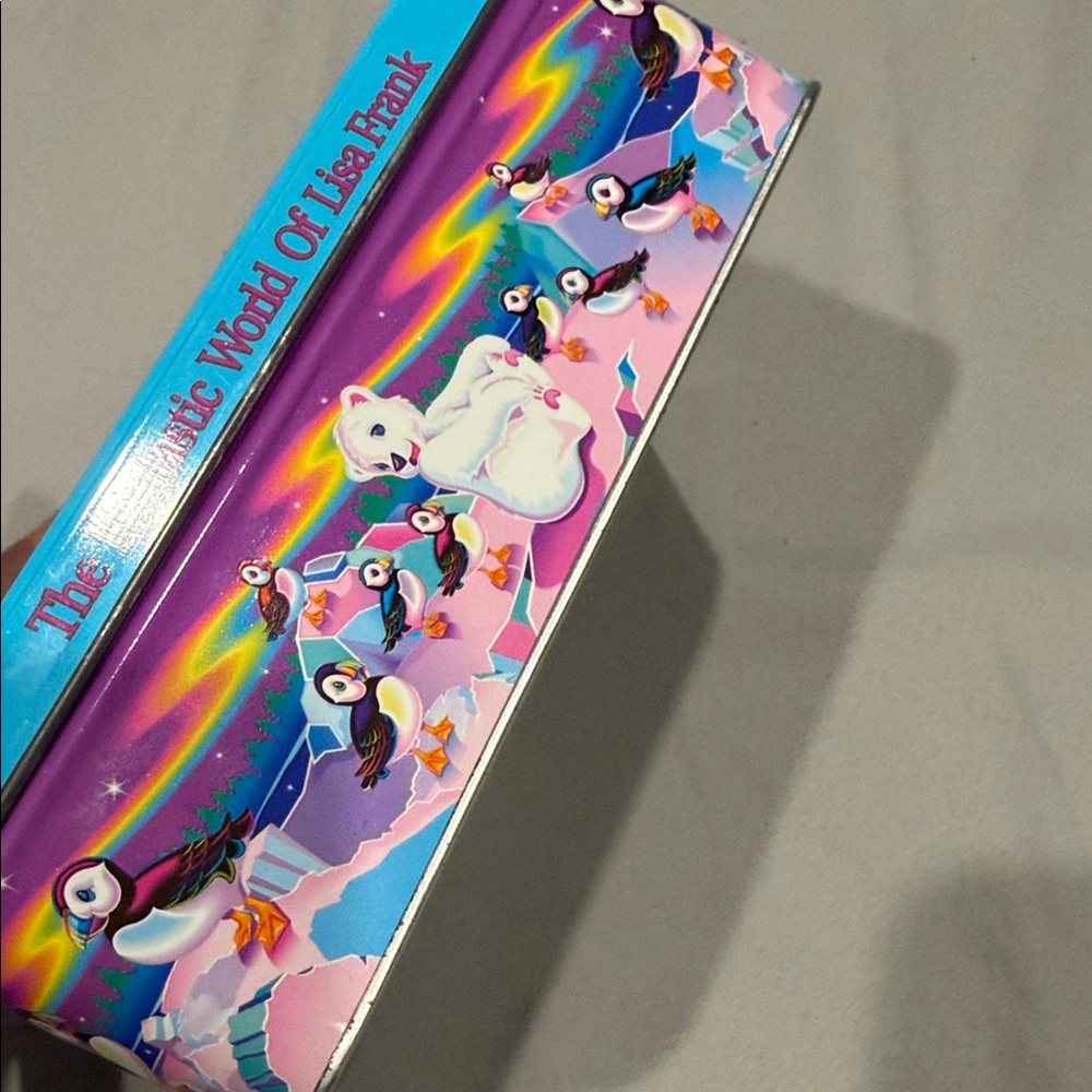 Lisa Frank Tin Box with Polar Bear & Puffins - Bright Blue - Picture 2 of 6
